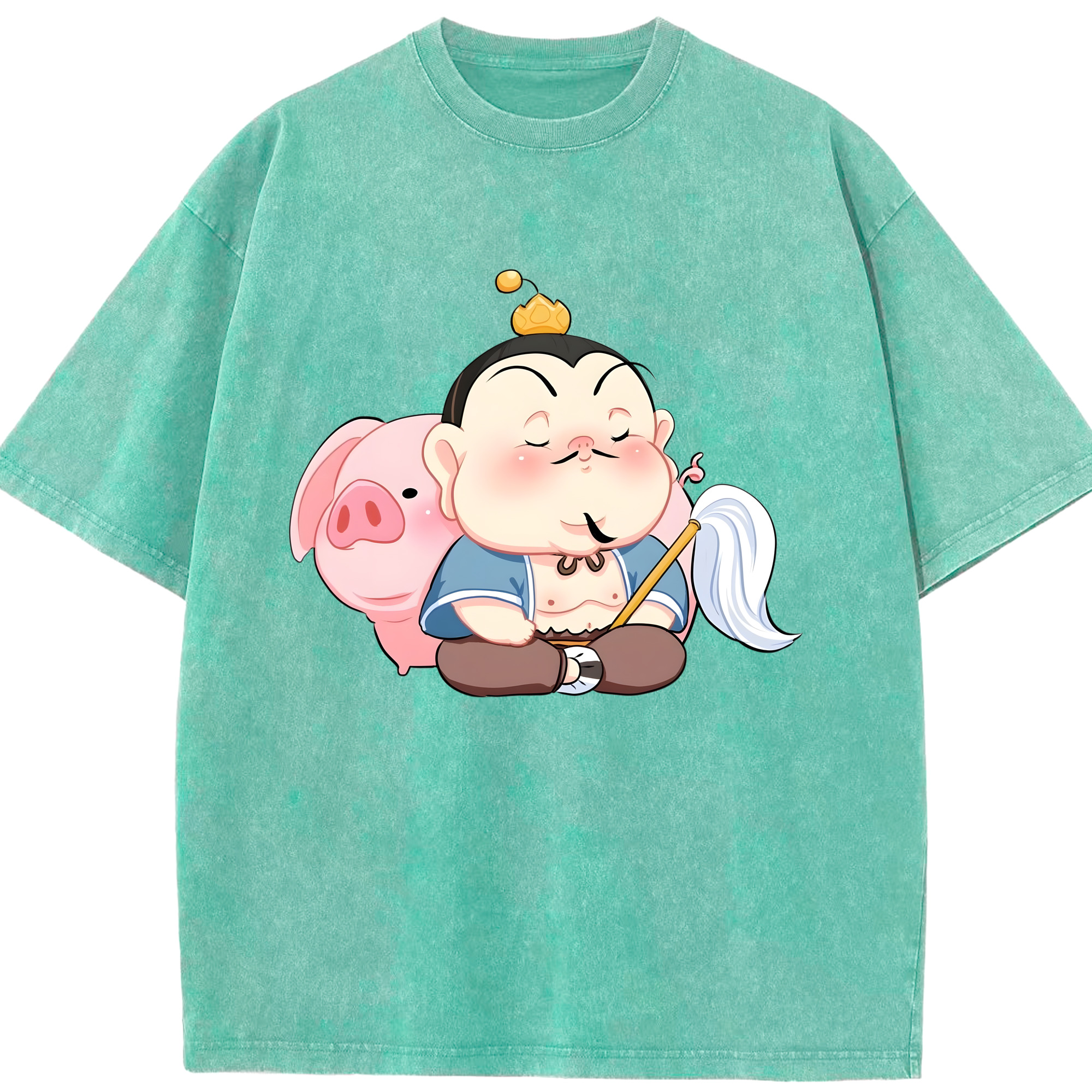 （画像用） Ne Zha 2 ナタ 魔童の大暴れ 綿100% ヴィンテージ風 半袖Tシャツ（フロントプリント）